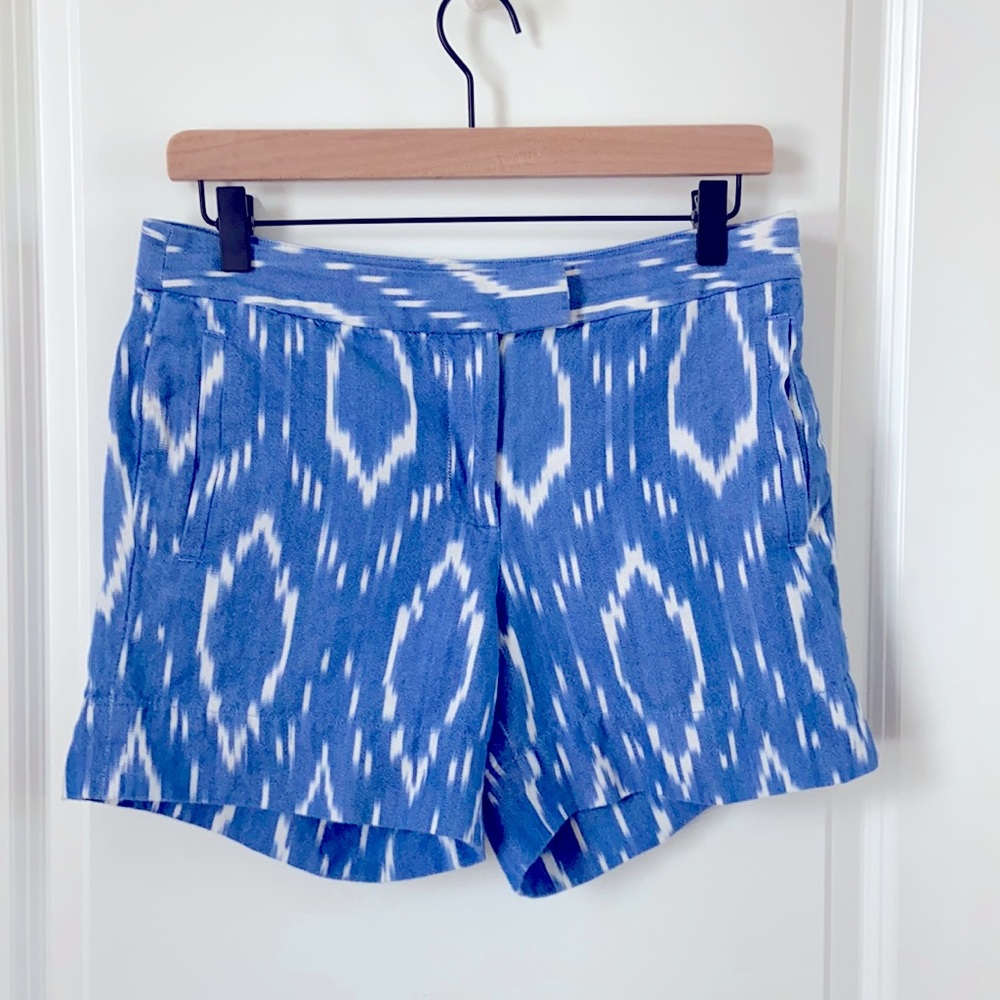 J Crew shorts blue and white Ikat pattern size 4
